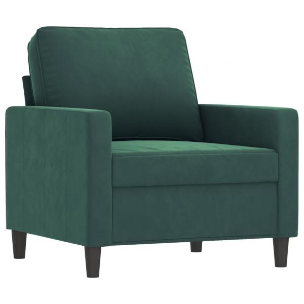 Sessel mit Hocker Dunkelgrün 60 cm Samt