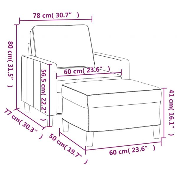 Sessel mit Hocker Dunkelgrün 60 cm Samt