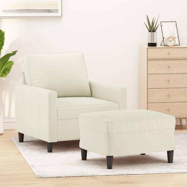 ARDEBO.de - Sessel mit Hocker Creme 60 cm Samt