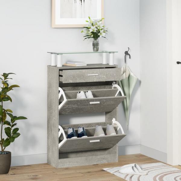 ARDEBO.de - Schuhschrank Betongrau 63x24x104 cm Holzwerkstoff