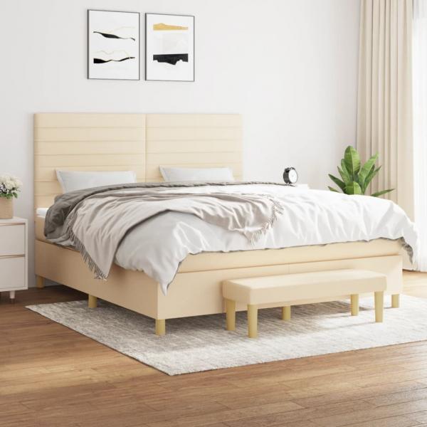 ARDEBO.de - Boxspringbett mit Matratze Creme 180x200 cm Stoff
