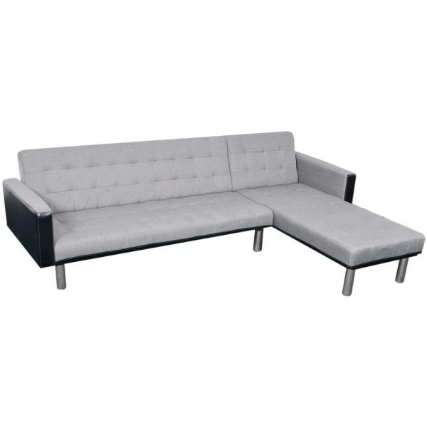 ARDEBO.de - Schlafsofa L-Form Stoff Schwarz und Grau