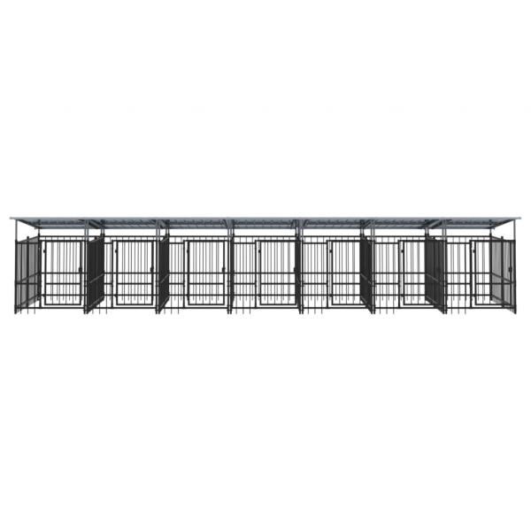 Outdoor-Hundezwinger mit Dach Stahl 13,14 m²