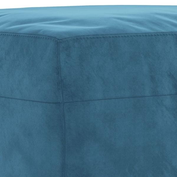 3-tlg. Sofagarnitur mit Kissen Blau Samt