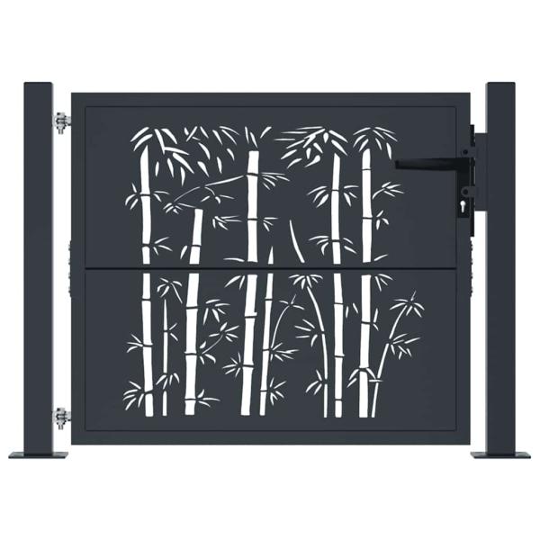 Gartentor Anthrazit 105x105 cm Stahl Bambus-Design