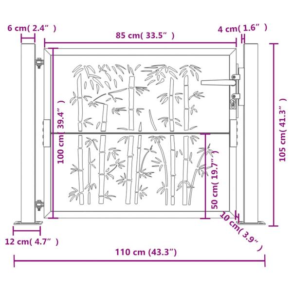 Gartentor Anthrazit 105x105 cm Stahl Bambus-Design