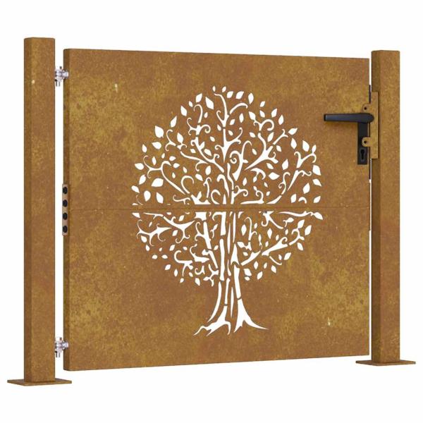 Gartentor 105x105 cm Cortenstahl Baum-Design