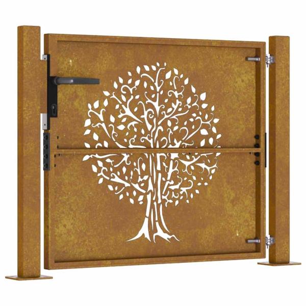 Gartentor 105x105 cm Cortenstahl Baum-Design