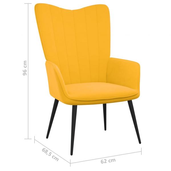 Relaxsessel mit Hocker Senfgelb Samt
