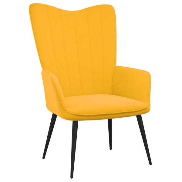Relaxsessel mit Hocker Senfgelb Samt