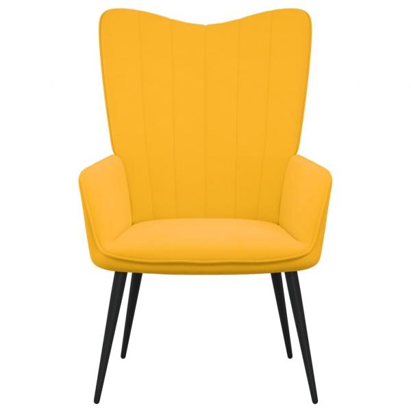Relaxsessel mit Hocker Senfgelb Samt