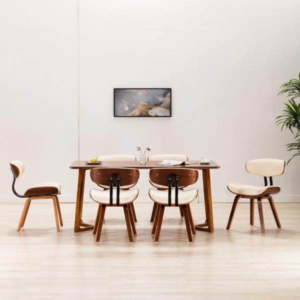 ARDEBO.de - Esszimmerstühle 6 Stk. Creme Bugholz und Kunstleder 