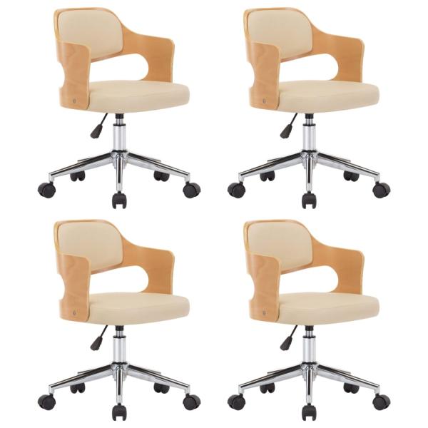 Drehbare Esszimmerstühle 4 Stk. Creme Bugholz und Kunstleder 