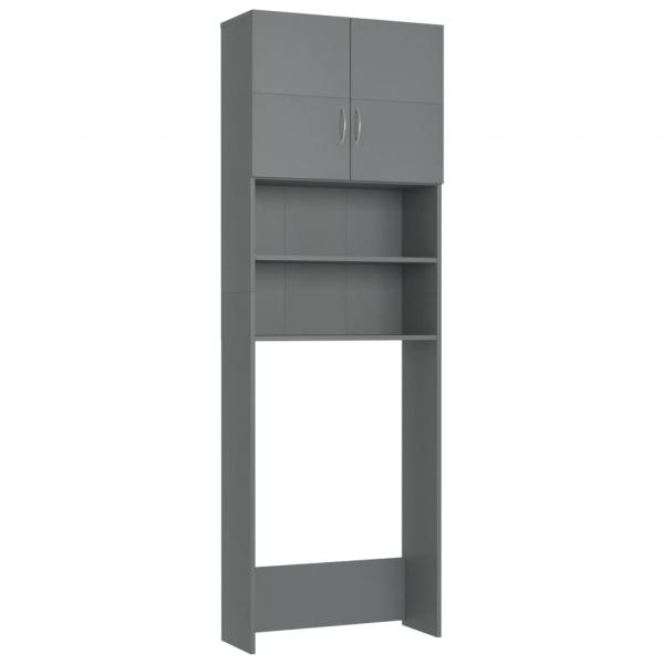 Waschmaschinenschrank Grau 64x25,5x190 cm Holzwerkstoff