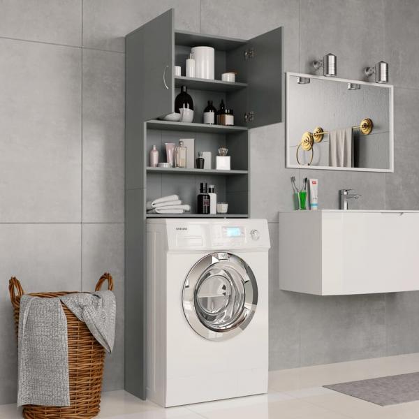 Waschmaschinenschrank Grau 64x25,5x190 cm Holzwerkstoff