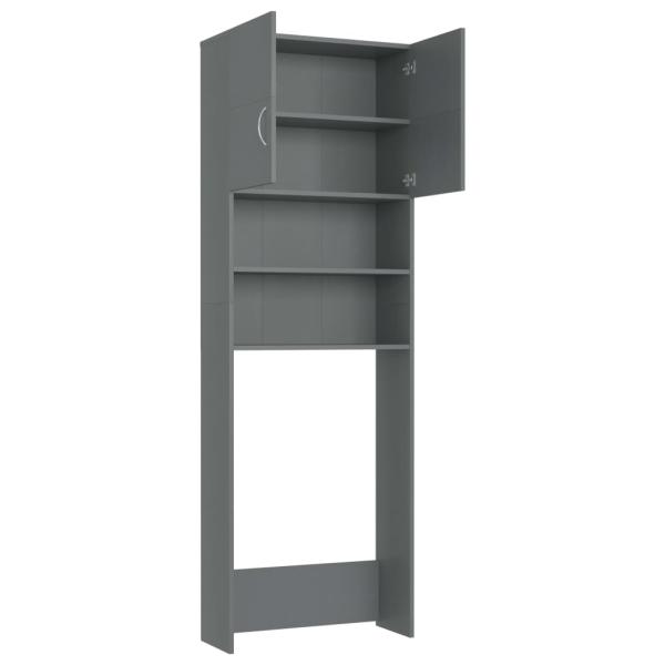 Waschmaschinenschrank Grau 64x25,5x190 cm Holzwerkstoff