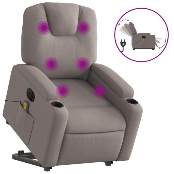 Elektrischer Massagesessel mit Aufstehhilfe Taupe Stoff