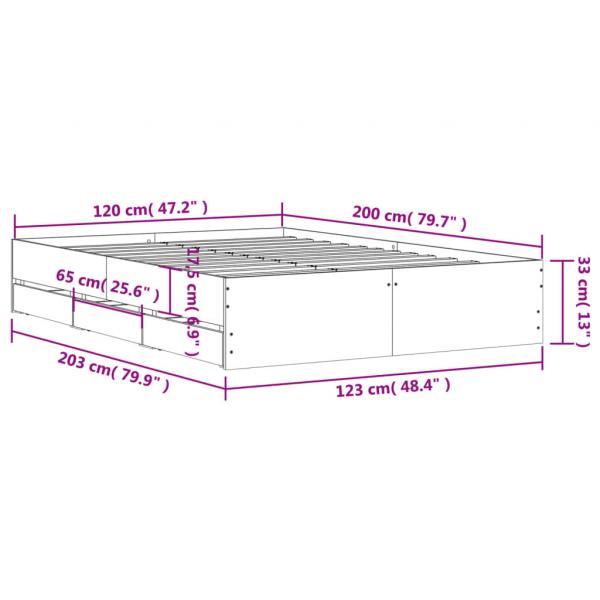 Bettgestell mit Schubladen Braun Eichen-Optik 120x200 cm