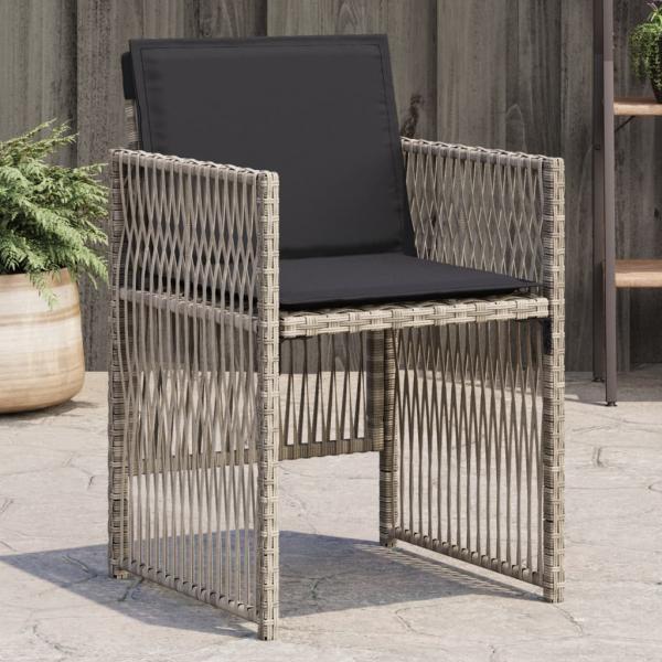 ARDEBO.de - Gartenstühle mit Kissen 4 Stk. Hellgrau Poly Rattan