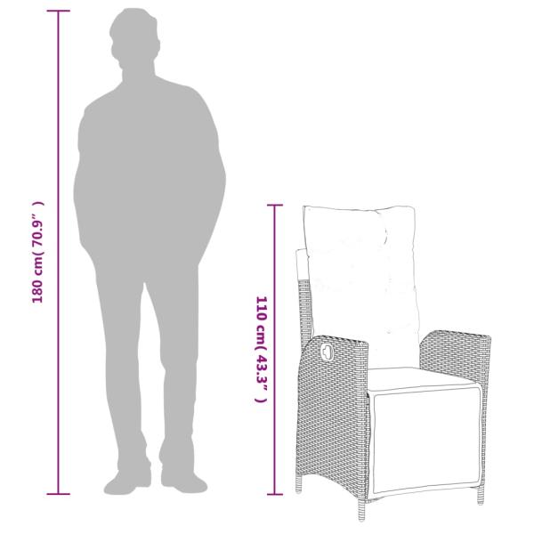 5-tlg. Garten-Essgruppe mit Kissen Hellgrau Poly Rattan