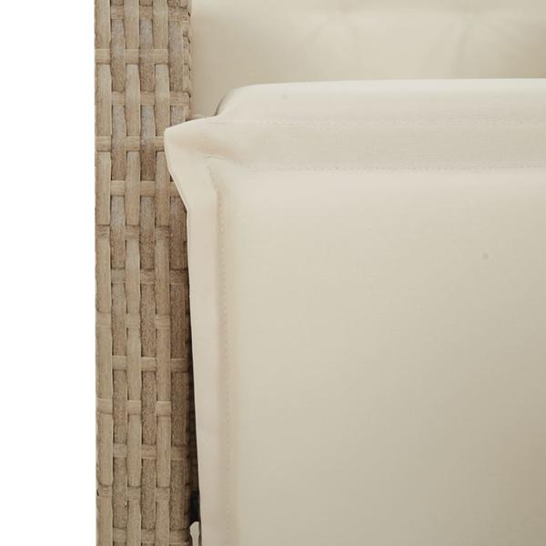 ARDEBO.de - 3-tlg. Garten-Essgruppe mit Kissen Beige Poly Rattan