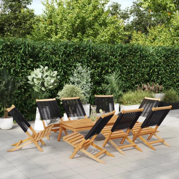 ARDEBO.de - Gartenstühle 8 Stk. Klappbar Schwarz Massivholz Akazie