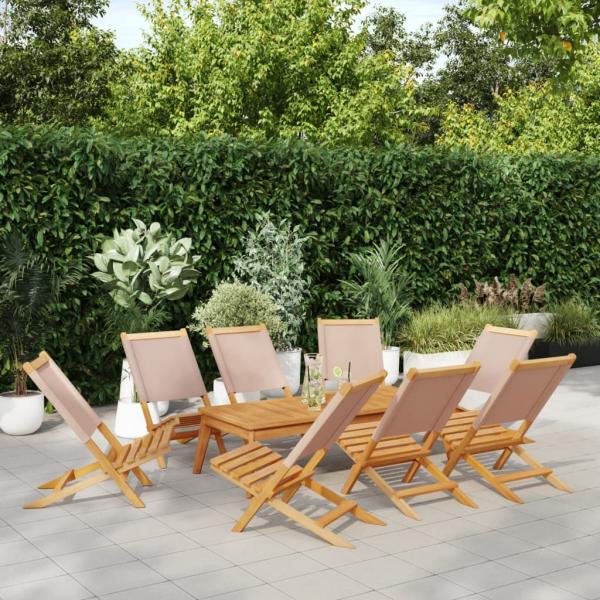 ARDEBO.de - Gartenstühle 8 Stk. Klappbar Taupe Stoff und Massivholz