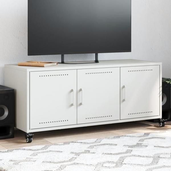 ARDEBO.de - TV-Schrank Weiß 100,5x39x43,5 cm Kaltgewalzter Stahl