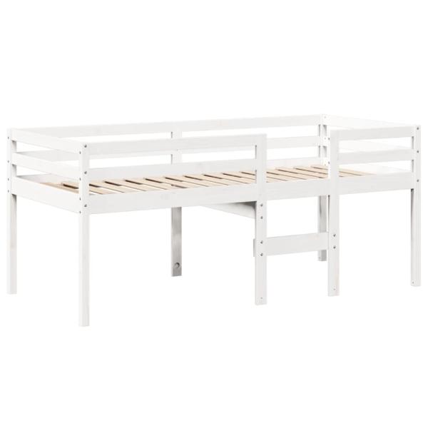 Hochbett mit Dach Weiß 75x190 cm Massivholz Kiefer