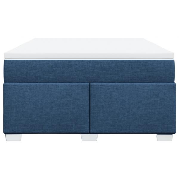 Boxspringbett mit Matratze Blau 140x190 cm Stoff