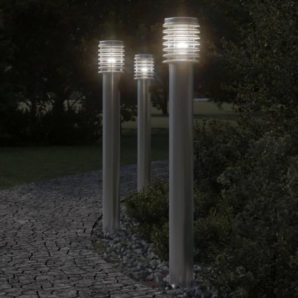 ARDEBO.de - Wegeleuchten 3 Stk. Silbern 110 cm Edelstahl