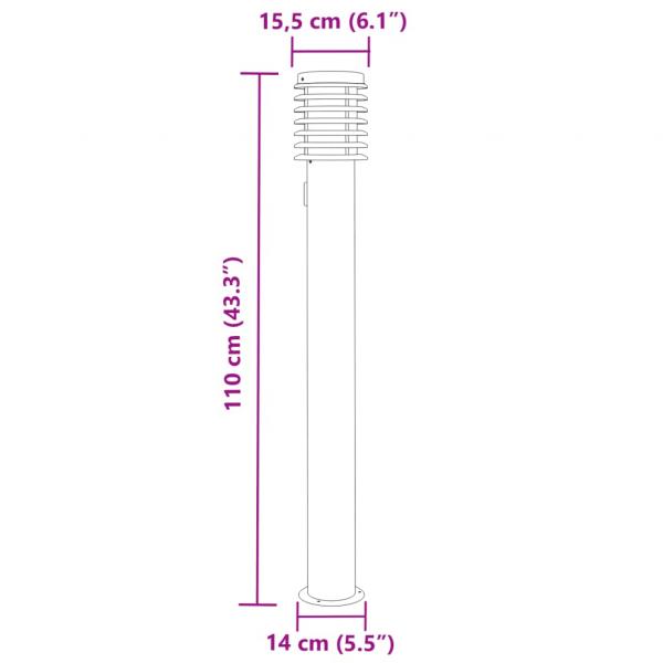 Wegeleuchten mit Steckdose 3 Stk. Silbern 110 cm Edelstahl