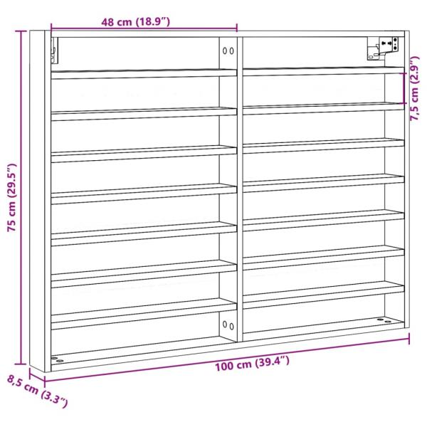 Vitrinenschrank Sonoma-Eiche 100x8,5x75 cm Holzwerkstoff