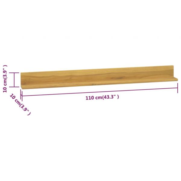 Wandregale 2 Stk. 110x10x10 cm Massivholz Teak