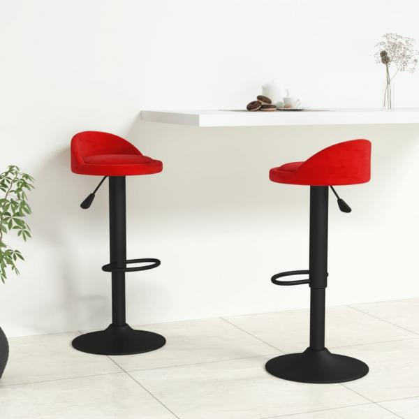 ARDEBO.de - Barhocker 2 Stk. Weinrot Samt 
