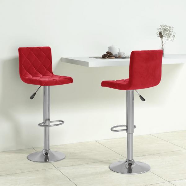 ARDEBO.de - Barhocker 2 Stk. Weinrot Samt 