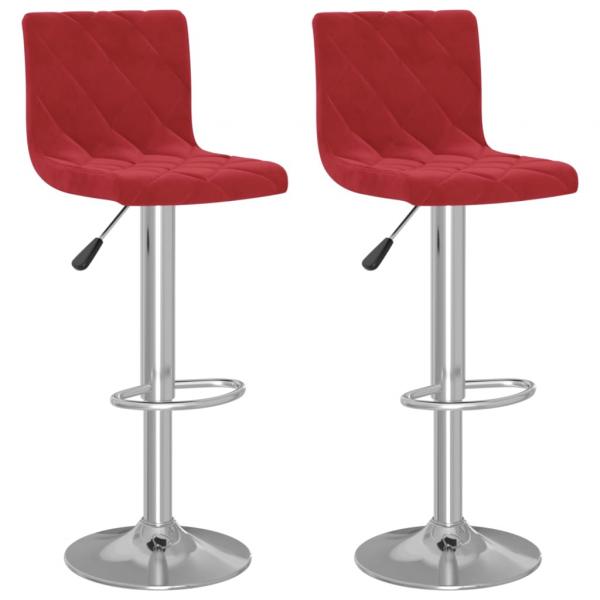 Barhocker 2 Stk. Weinrot Samt 