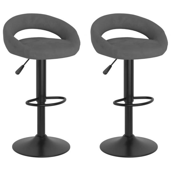 Barhocker 2 Stk. Dunkelgrau Samt 