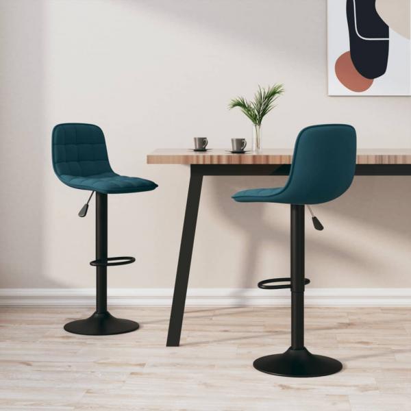 ARDEBO.de - Barhocker 2 Stk. Blau Samt 