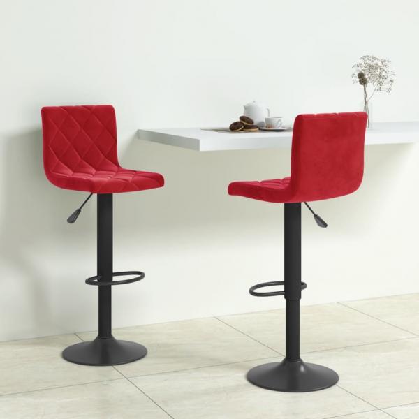 ARDEBO.de - Barhocker 2 Stk. Weinrot Samt 