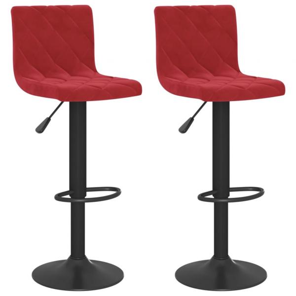 Barhocker 2 Stk. Weinrot Samt 