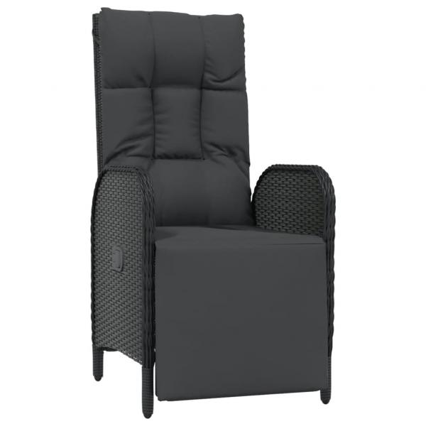 9-tlg. Garten-Essgruppe mit Kissen Schwarz Poly Rattan