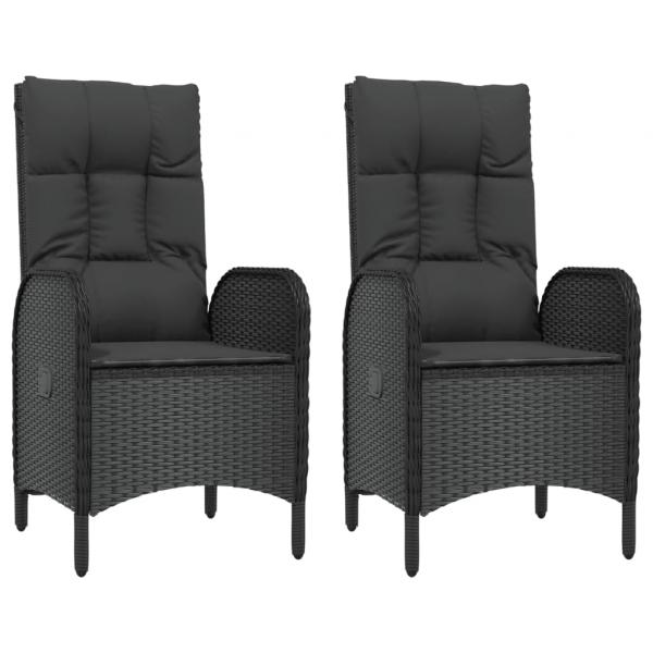 5-tlg. Garten-Essgruppe mit Kissen Schwarz Poly Rattan