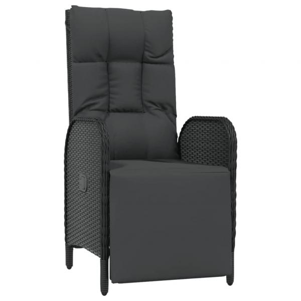 5-tlg. Garten-Essgruppe mit Kissen Schwarz Poly Rattan