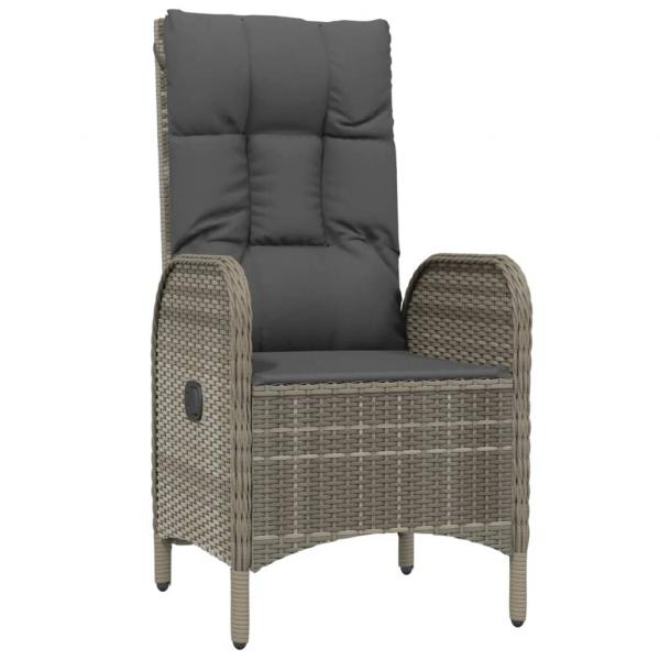 9-tlg. Garten-Essgruppe mit Kissen Schwarz und Grau Poly Rattan