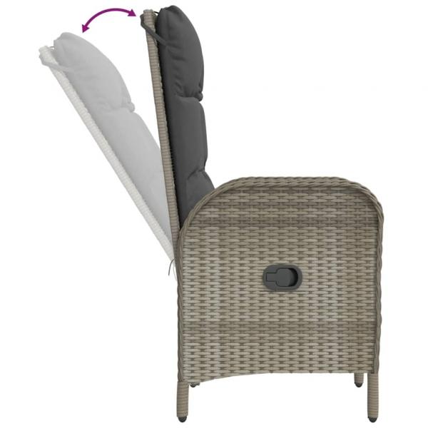 9-tlg. Garten-Essgruppe mit Kissen Schwarz und Grau Poly Rattan