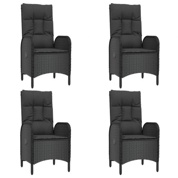 5-tlg. Garten-Essgruppe mit Kissen Schwarz Poly Rattan