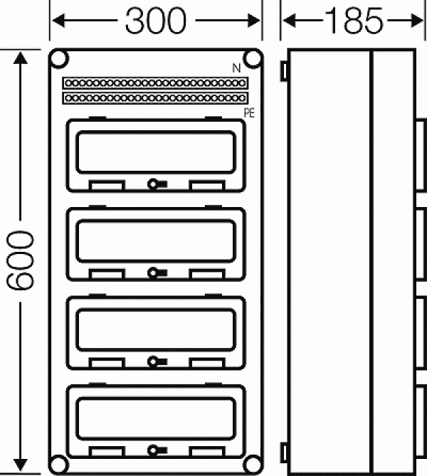 Hensel Mi1444 Automatengehäuse 48TE mit 4 Klappdeckeln