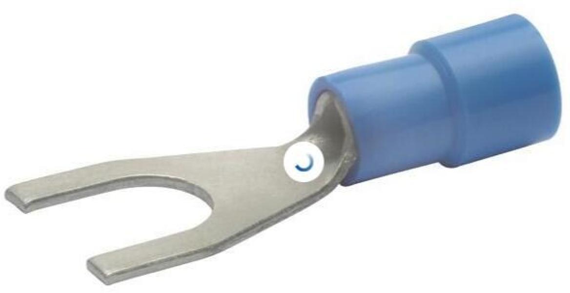 Klauke 630C6 Isolierte Quetschkabelschuhe, Gabelform, 1,5-2,5 mm², M6, blau