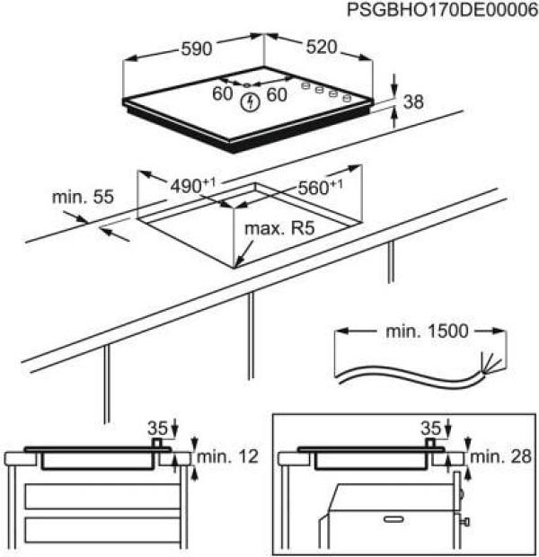 AEG HK654070FB Autarkes Glaskeramik Kochfeld, 59 cm breit, Facetten-Design, Sensor-Tasten, schwarz